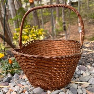 Rare VTG Woven Copper Metal Vintage MCM Home Kitchen Fruit Candy Plant Basket